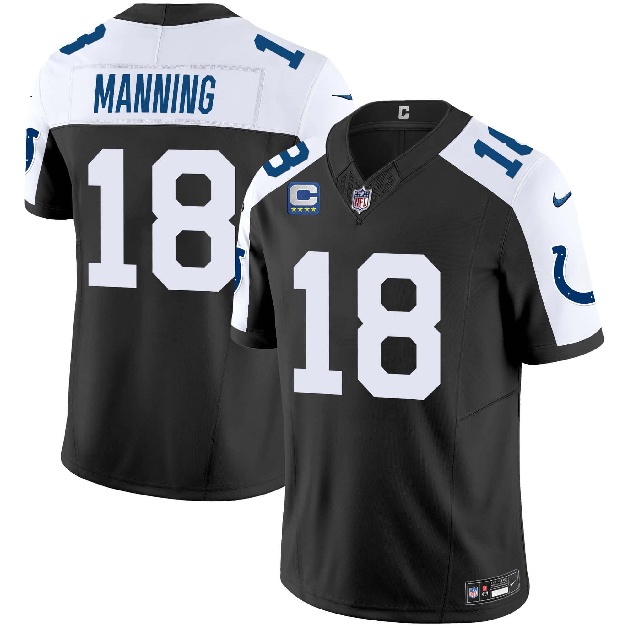 Men Indianapolis Colts #18 Manning Black 2024 Nike Vapor Limited NFL Jersey->indianapolis colts->NFL Jersey